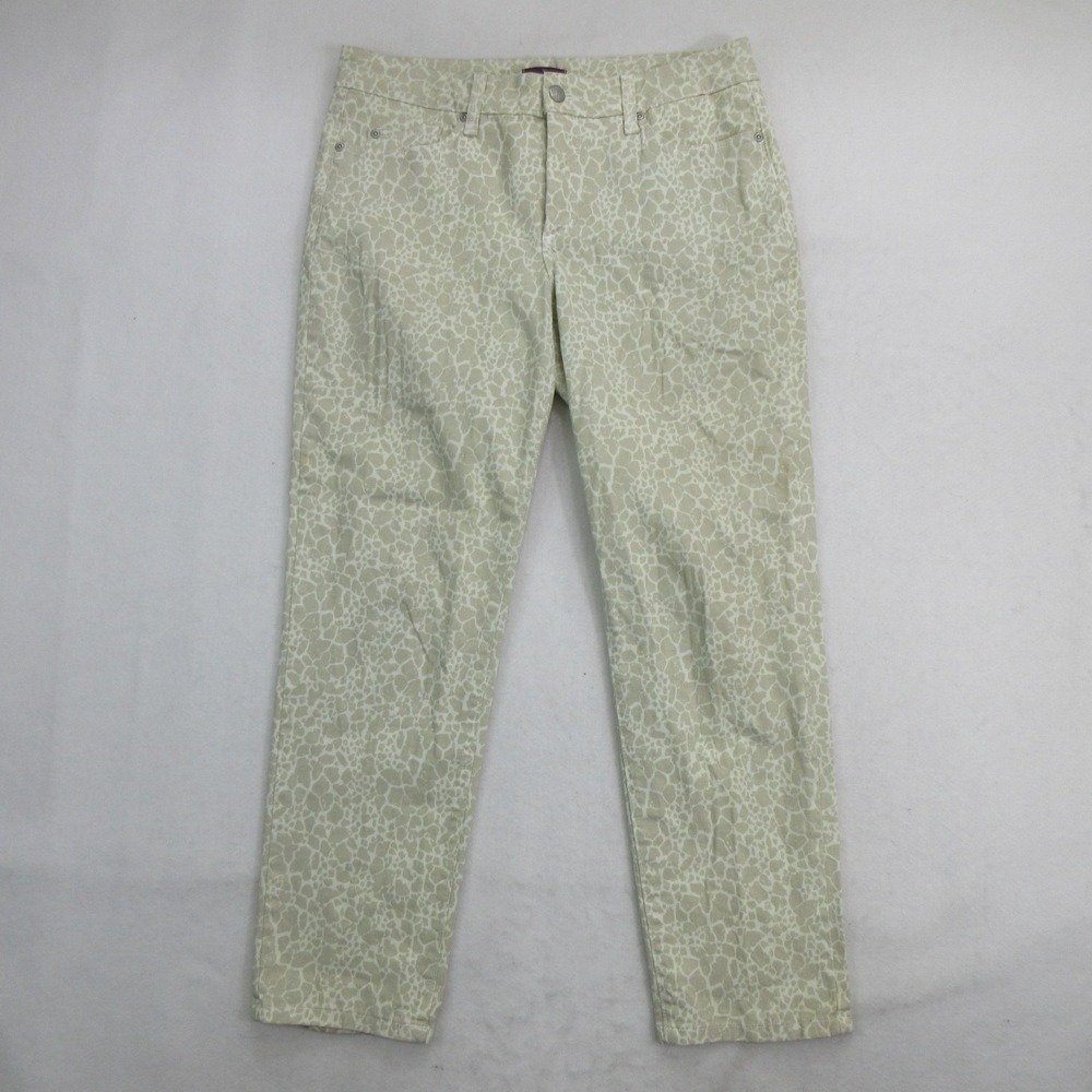 NYDJ Women's Ankle Jeans Size 6 Beige Cream Giraffe Animal Print Stretch USA